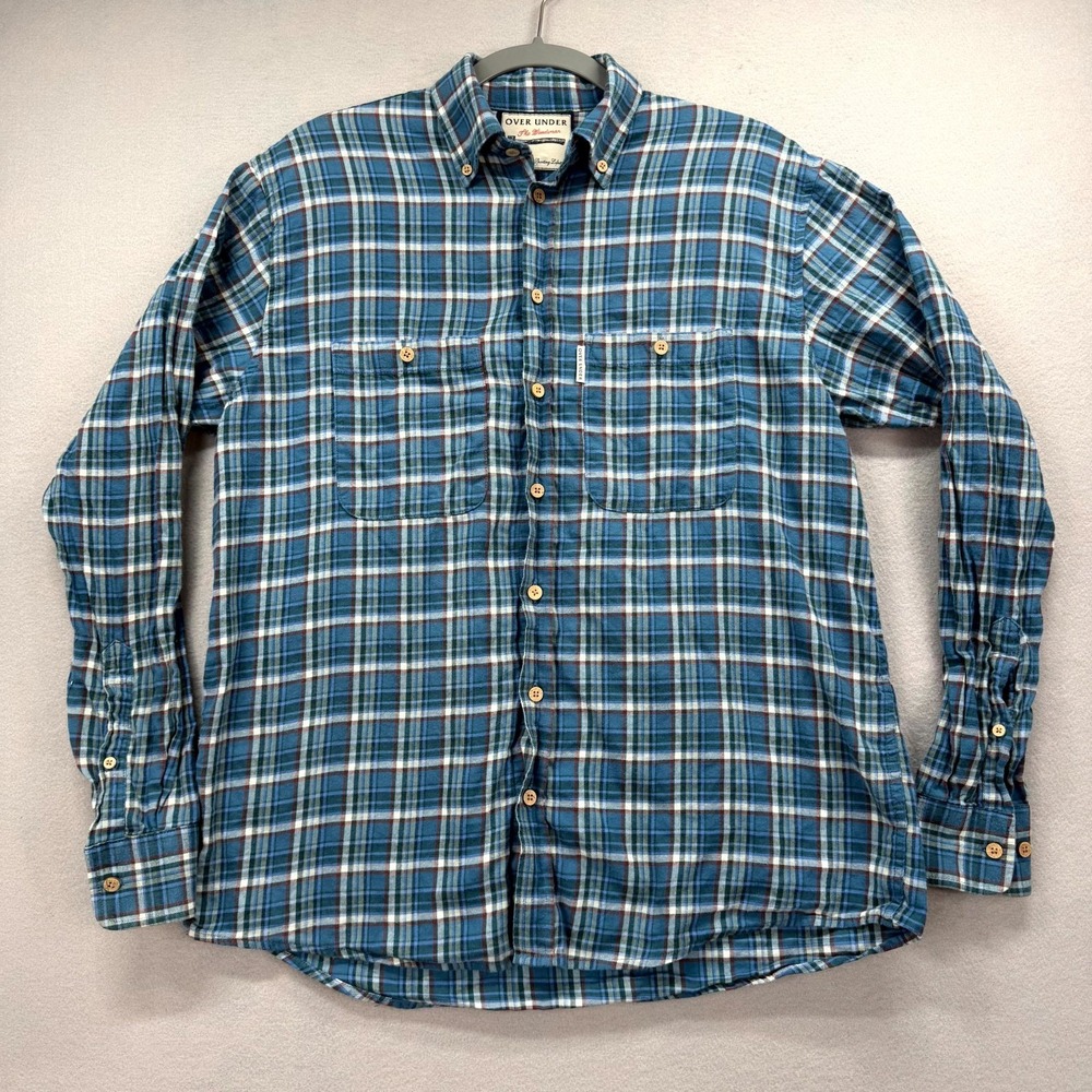 Over Under‎ The Crosscut Shirt Mens Medium Blue Plaid Flannel The Woodsman Cabin